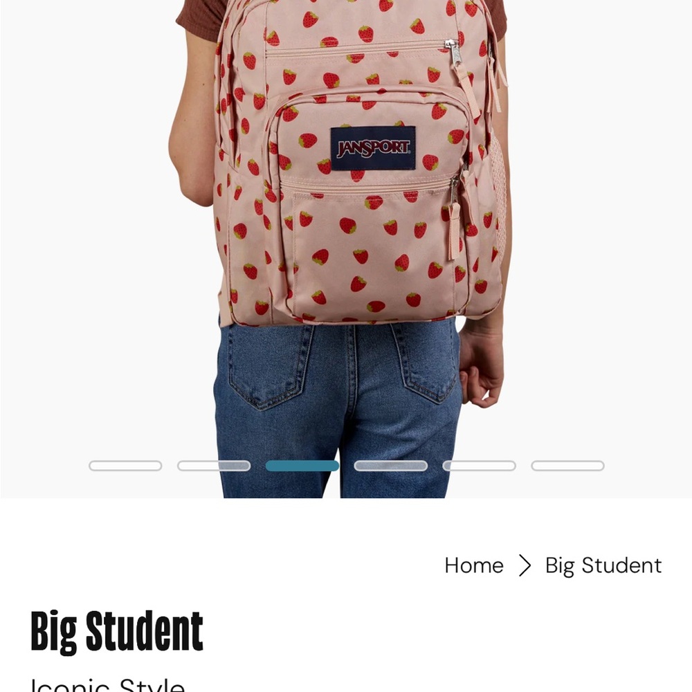 JanSport XL Backpack in Pink with Strawberry ๐ Shower Design - Picture 10 of 13